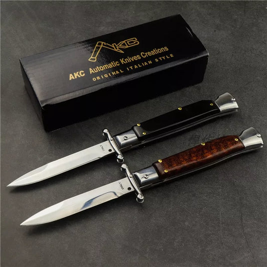 Camping Outdoor Damascus Folding Knife with snake wood handle