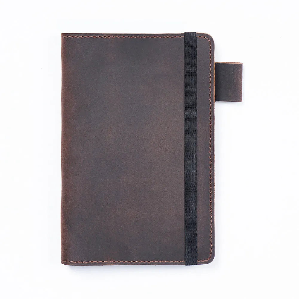 Handmade cowhide notebook with wood-free paper in traditional 9x14cm format
