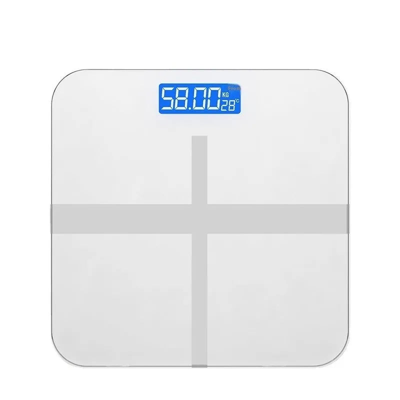 Household human body weighing scale in Cross Ice Crystal White colour with 26x26 cm platform and multiple power options