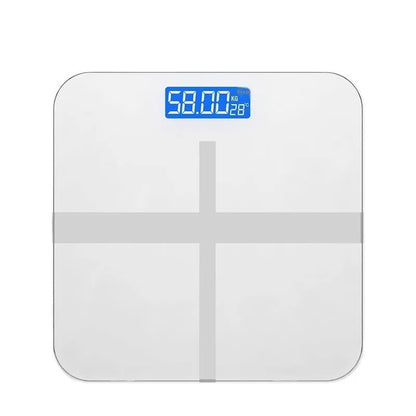 Household human body weighing scale in Cross Ice Crystal White colour with 26x26 cm platform and multiple power options
