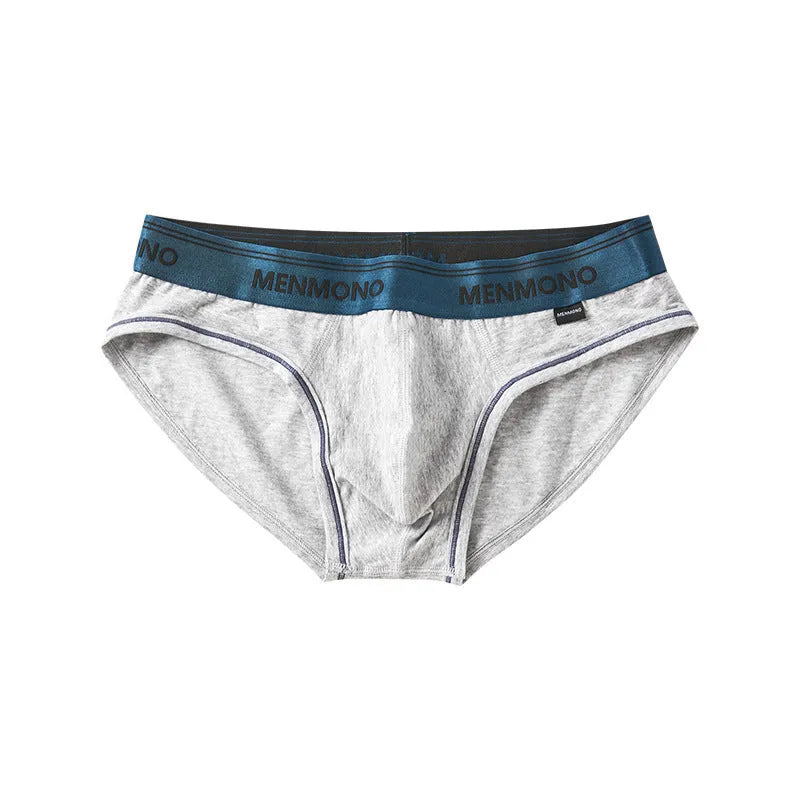 Men's cotton low waist briefs in a two-tone colour on a white background.