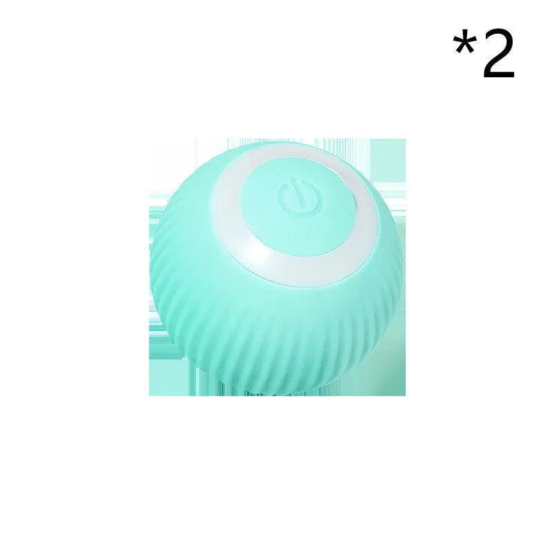 Green automatic rotating ball cat toy with 43mm diameter for interactive pet play