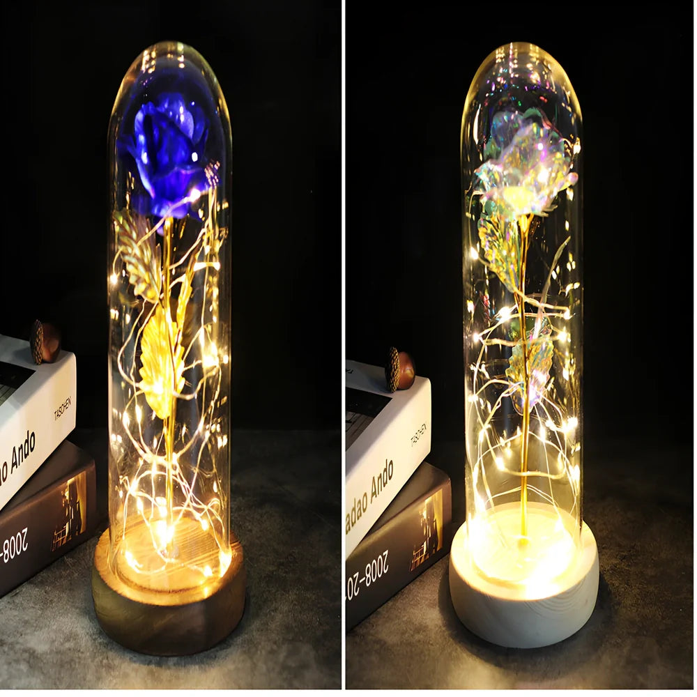 Little Prince Rose Glass Cover with 20cm diameter dome protecting plastic flower arrangement