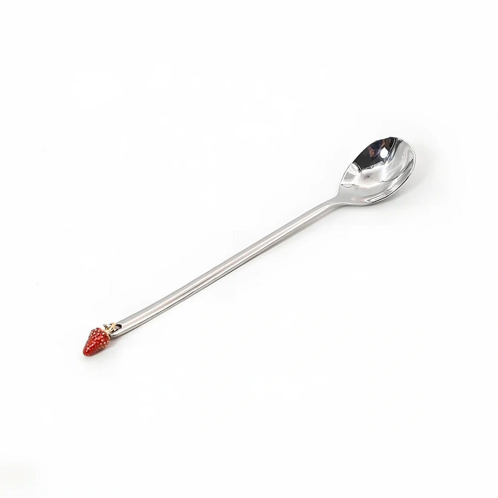 Christmas spoon set with silver and gold finishes, 135mm long stainless steel dessert utensils