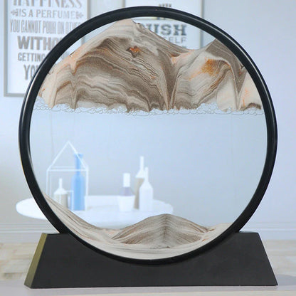 Captivating glass sand art with dynamic quicksand displays featuring vibrant colors and mesmerizing 3D effects