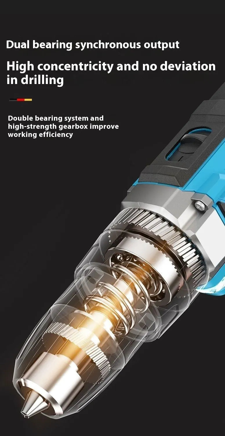 12V dual-speed impact pistol drill electric screwdriver with 35Nm torque, measuring 20cm long