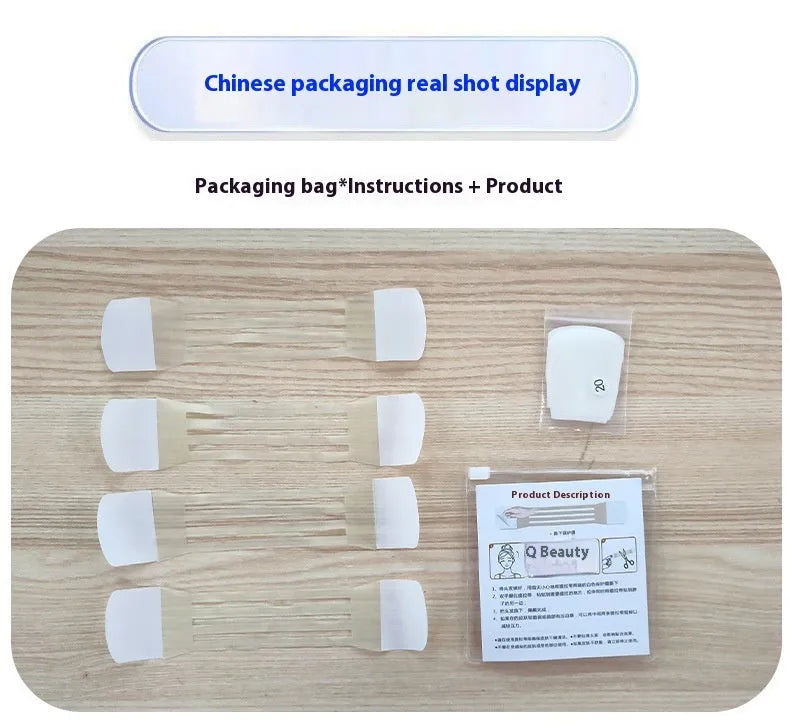 Neck firming adhesive tape patches in skin tone with four packs containing twenty patches total