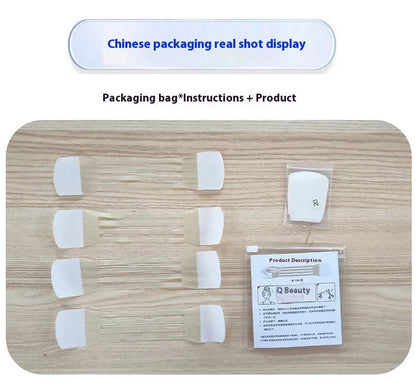 Neck firming adhesive tape patches in skin tone with four packs containing twenty patches total