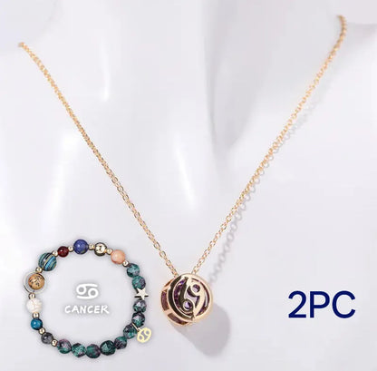 Natural stone beaded necklace and bracelet jewellery set showing 55cm length and 6mm bead size