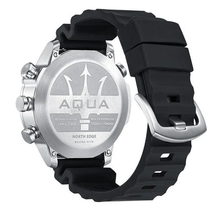 Black and white dial smart watch with 48mm case and M/L strap for outdoor sports altitude monitoring