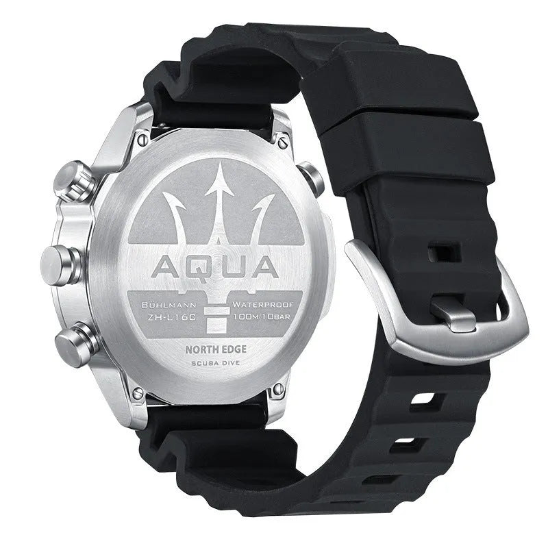 Smart watch with outdoor sports monitoring including diving altitude and air pressure measurements, featuring a 1.46 inch tempered glass screen and a 48mm case with M/L strap suitable for 150-200mm wrists