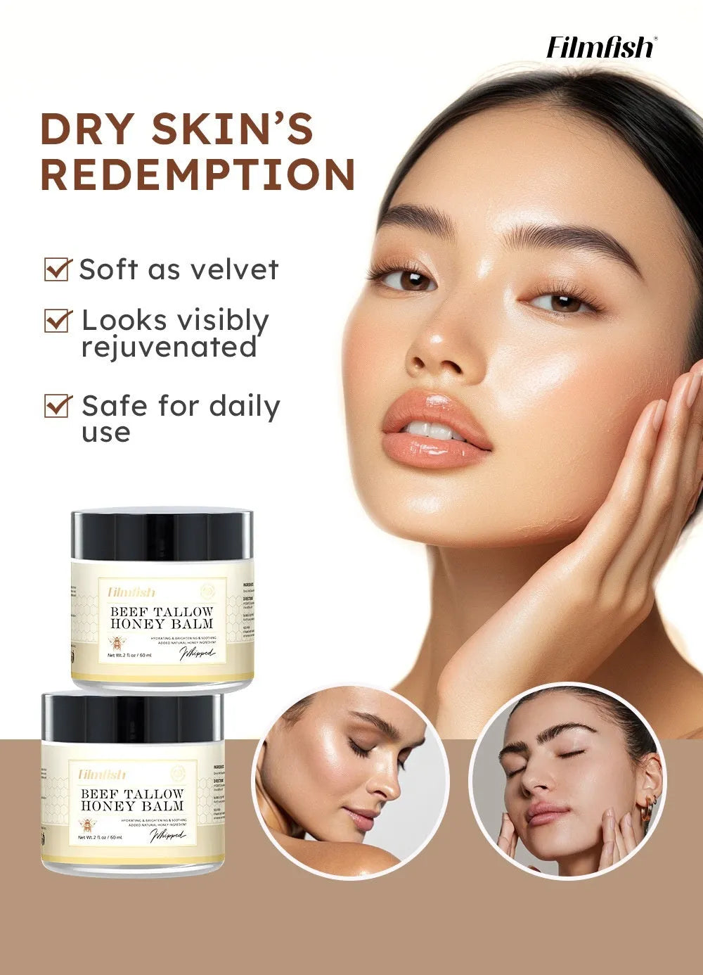Honey moisturizing body cream in 60ml jar for dry skin care