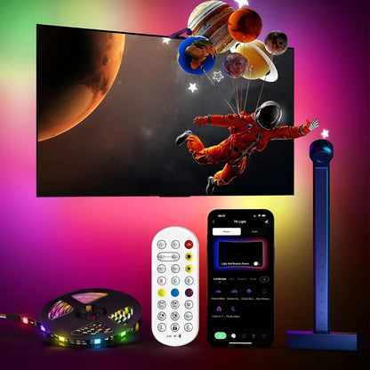 5-metre long RGB LED light strip with remote control for desktop and TV background screen synchronisation
