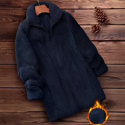 Double-sided velvet fleece jacket in black, navy blue, or khaki colour