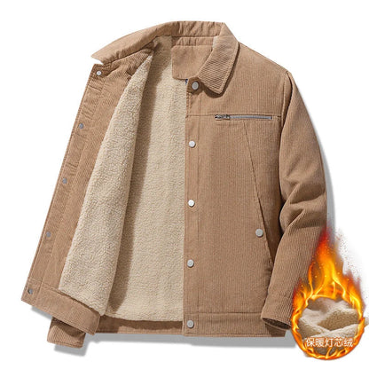 Retro slim corduroy jacket in gray, black, khaki, and army green with thick lapels