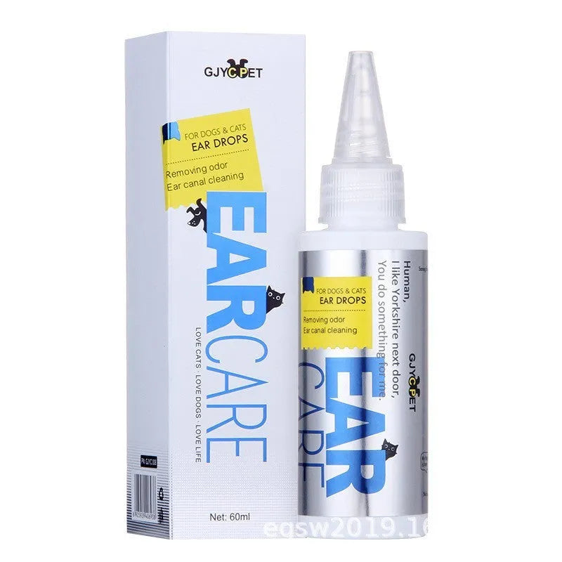 Pet cleaning kit with bottles of foot foam, deodorant spray, ear liquid, and packs of pet wipes for dogs and cats