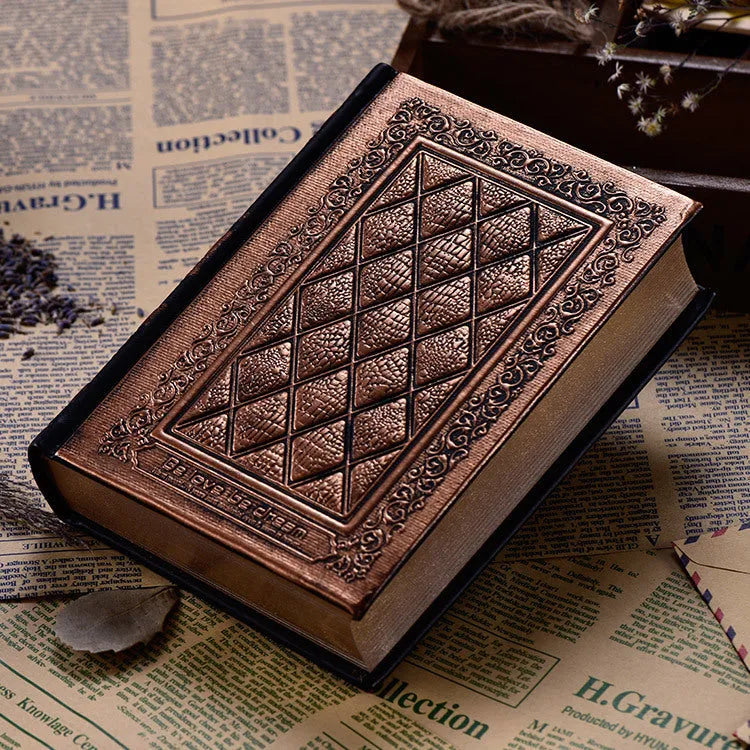Embossed faux leather notepad with super thick pages in bronze and black gold colour options