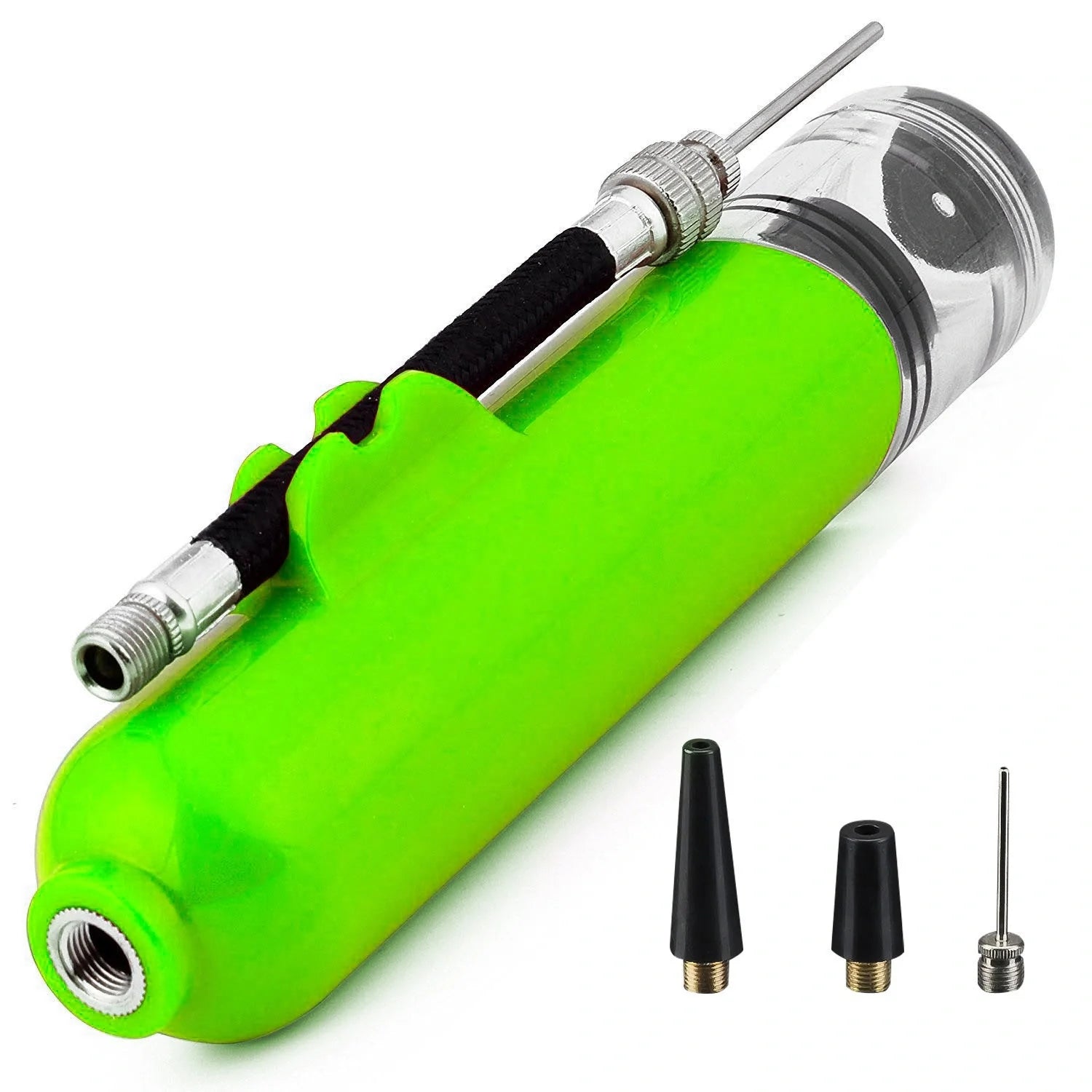 Portable air pump for basketball, football, and volleyball with double-action mechanism