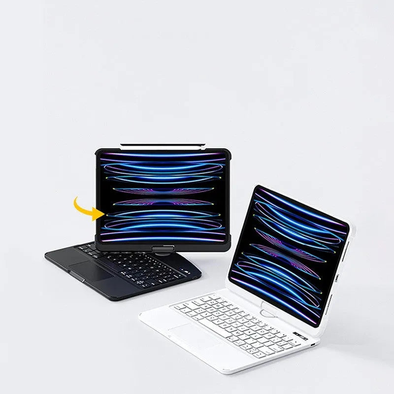 Transparent iPad keyboard case wireless Bluetooth protective cover showing iPad inside with magic control keyboard
