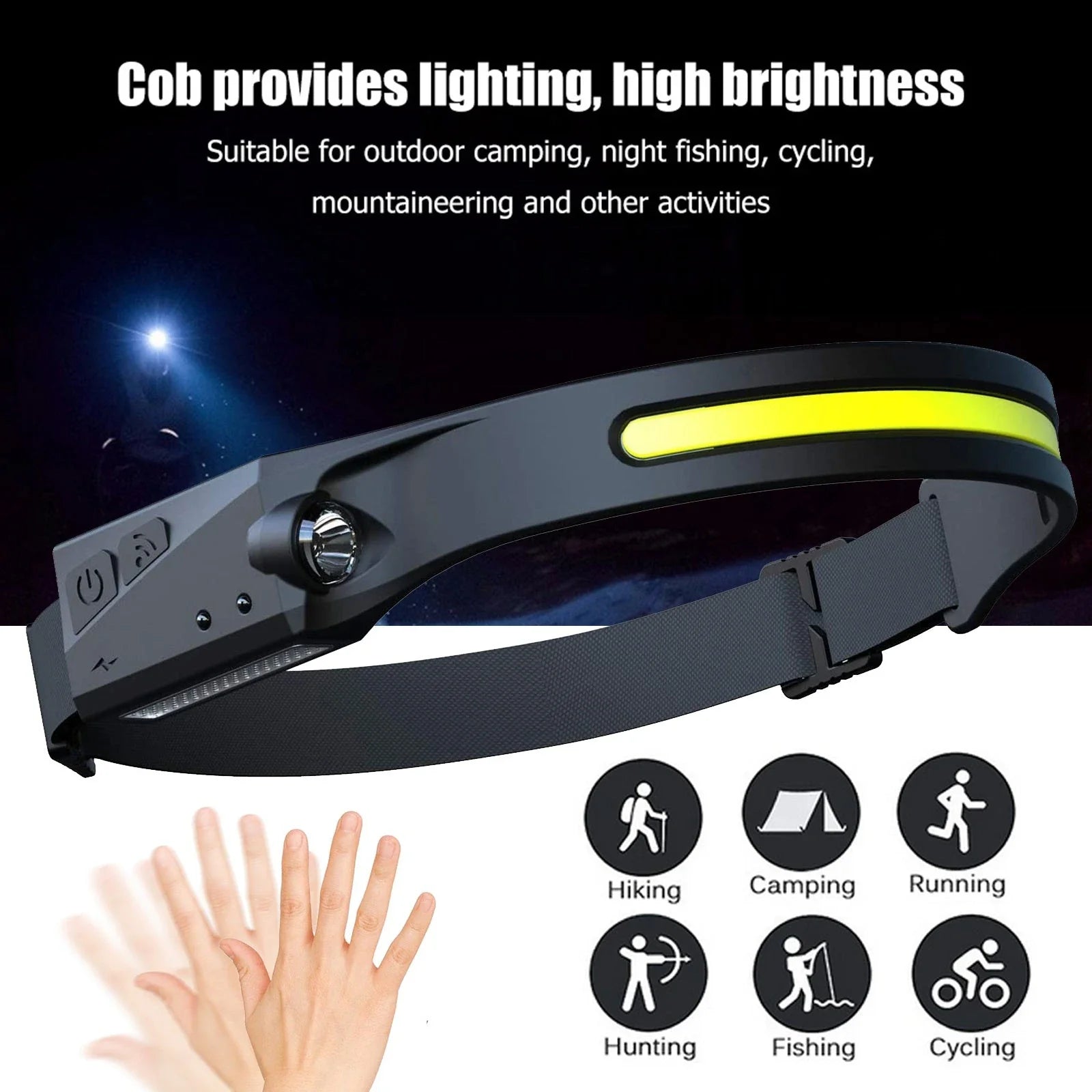 A versatile LED headlamp with a wide-angle beam, long-range side lighting, and hands-free operation for outdoor adventures