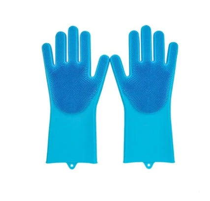 Silicone gloves with heat-resistant and non-slip design for versatile cleaning and cooking tasks