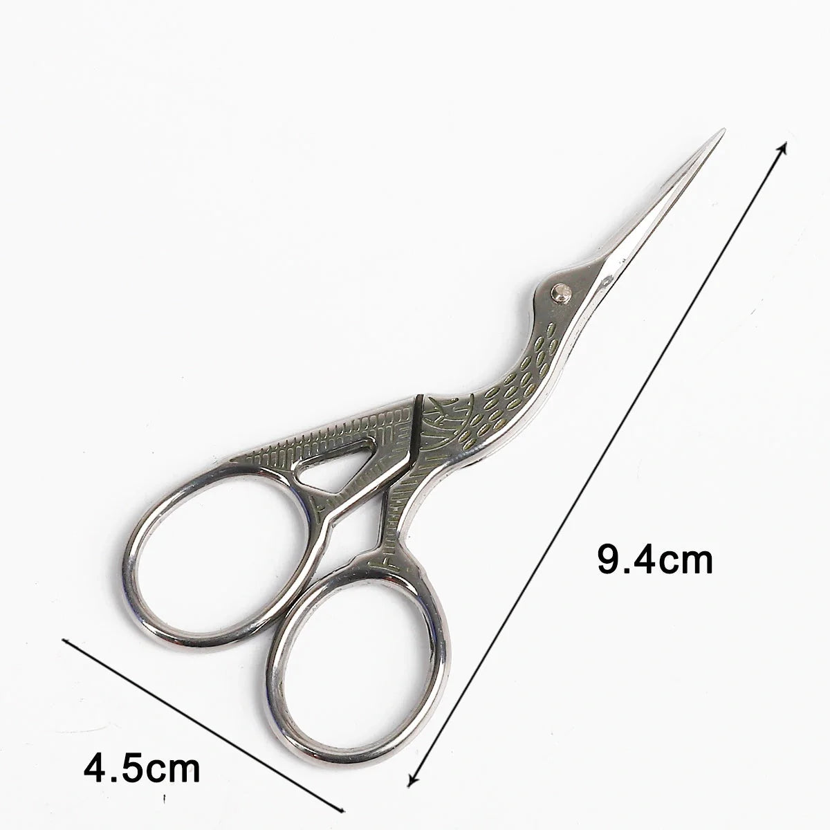 Elegant crane-shaped embroidery scissors crafted from premium stainless steel for precise, effortless cutting