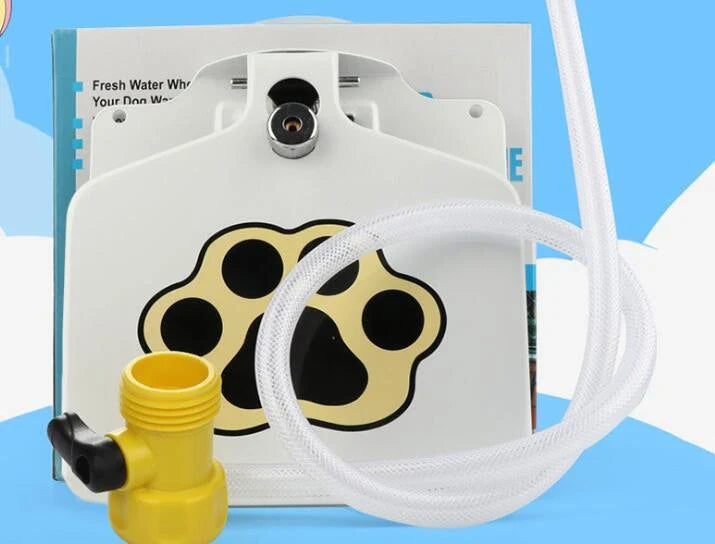 Automatic Dog Water Fountain with paw-activated water dispenser in a backyard setting