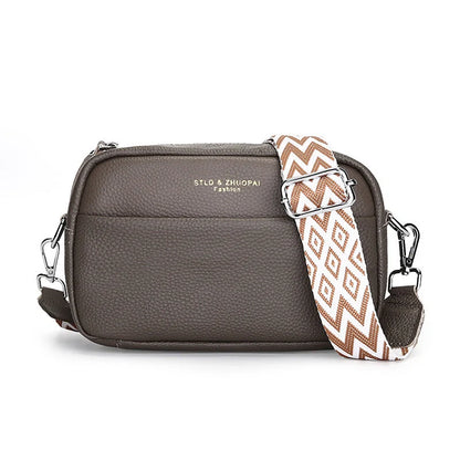 Stylish cowhide shoulder messenger bag with adjustable strap in various colours