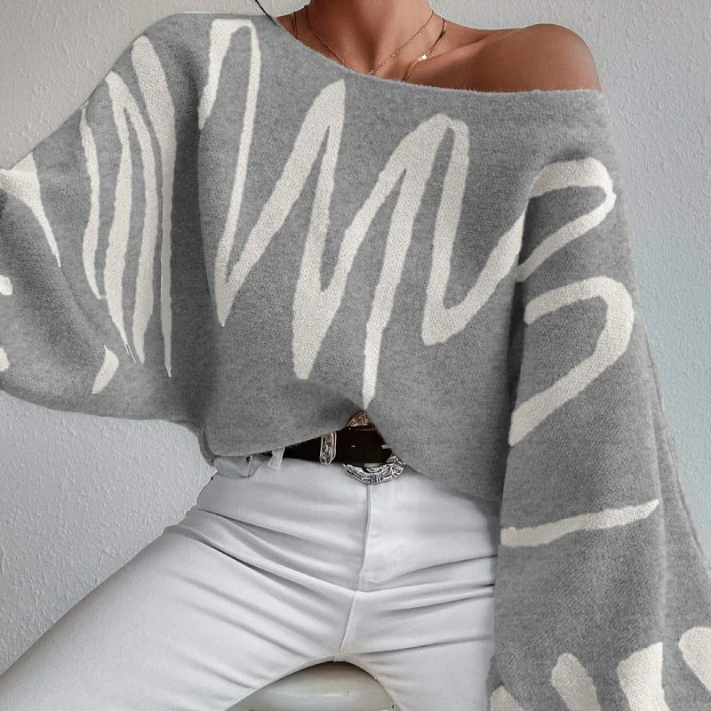 Stylish women's lantern-sleeve pullover sweater in various colours