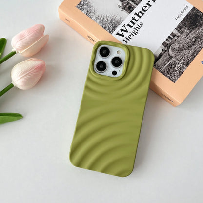 Water ripple TPU iPhone case with corrugated texture, anti-fall cover in black, white, purple, grey, blue, pink or green
