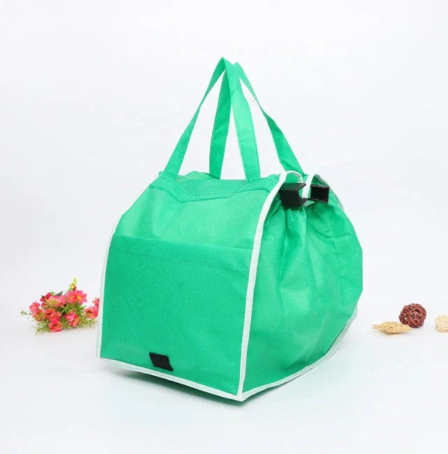 Eco-Friendly Foldaway Reusable Shopping Bag in Green - Durable, Mould-Resistant Cloth Tote with Generous 40-Pound Capacity