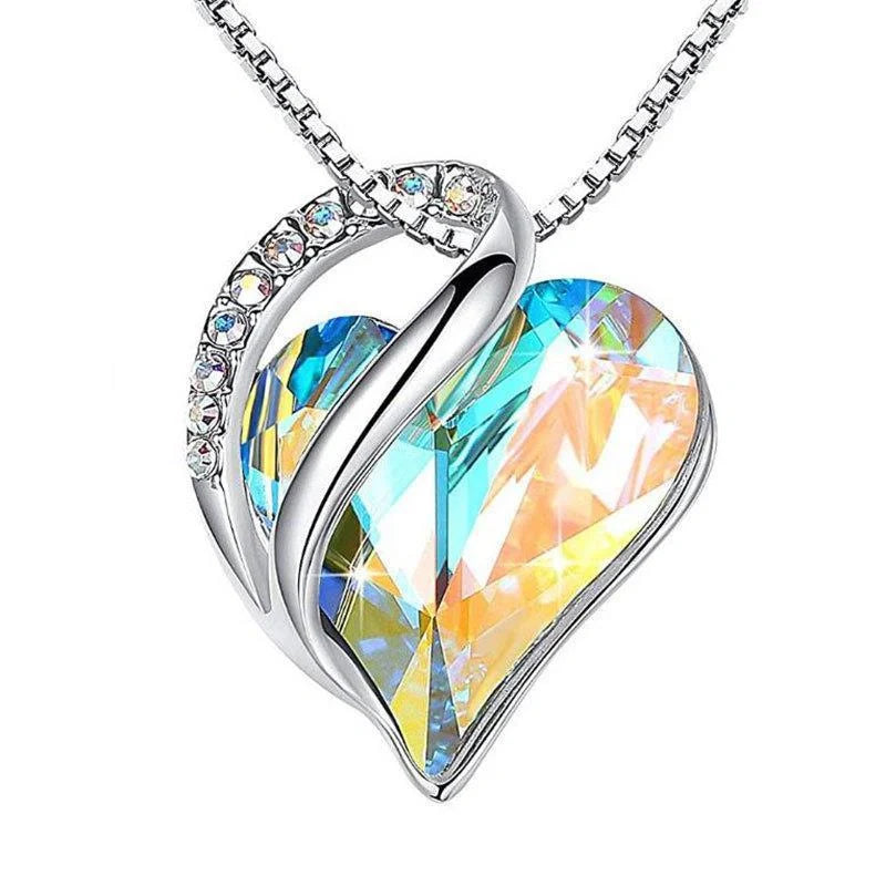 925 silver heart-shaped geometric necklace for women, available in multiple colours