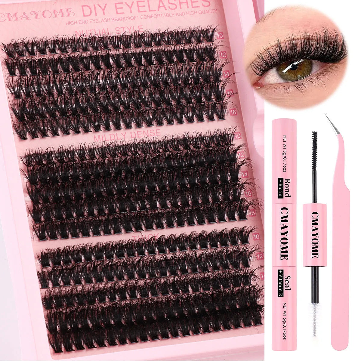 Segment single cluster DIY false eyelashes extension suit with tweezers, DIYSET402 and DIYSET403 options