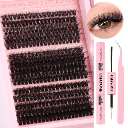 Segment single cluster DIY false eyelashes extension suit with tweezers, DIYSET402 and DIYSET403 options