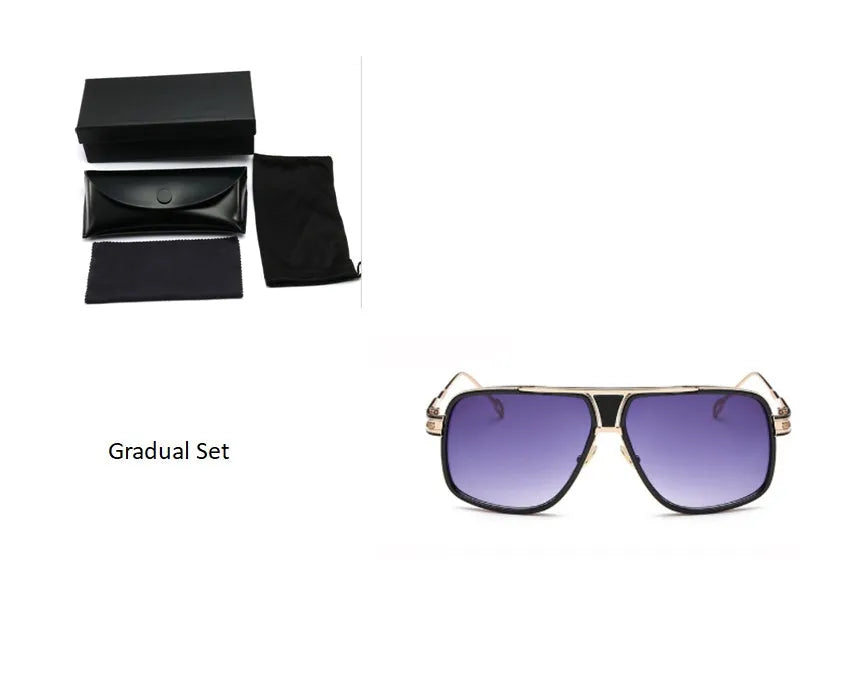 Men's square UV400 sunglasses with 59mm lens width, plastic and metal frame, goggle style