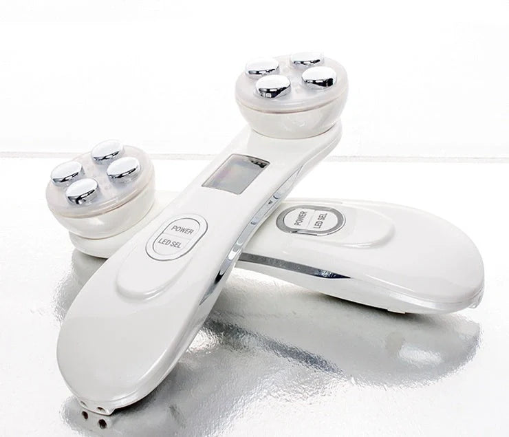 EMS radio frequency beauty instrument for skin rejuvenation in white, pink, and black
