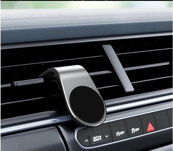 Black, gold, and silver car mounting bracket for dashboard or windscreen, shown with adhesive sticker and rotating variants.