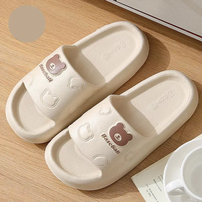 Cartoon bear slippers with thick non-slip EVA sole in various colours