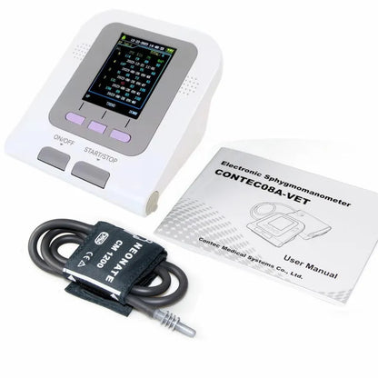 CONTEC08A veterinary digital blood pressure monitor with colour LCD display and cuff for animal measurement