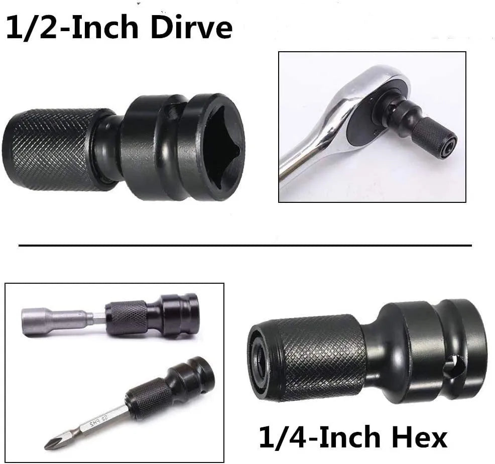 Scaling bit holder with telescopic sleeve and O-ring bolt made from No. 45 steel for socket wrench conversions.