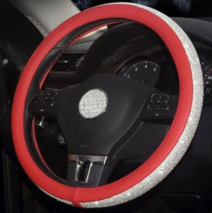 Universal anti-slip PU leather steering wheel handle set in various colours