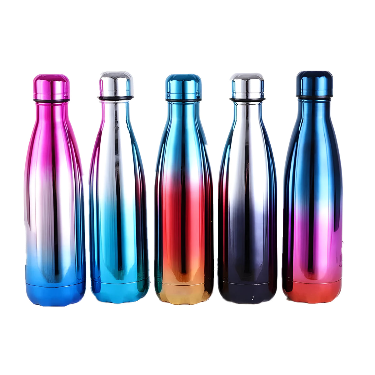 500ml stainless steel water bottle measuring 70mm wide and 265mm tall