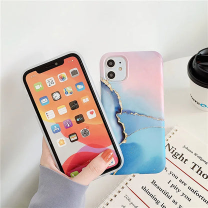 Cartoon marble pattern TPU back cover case for iPhone in various colour options