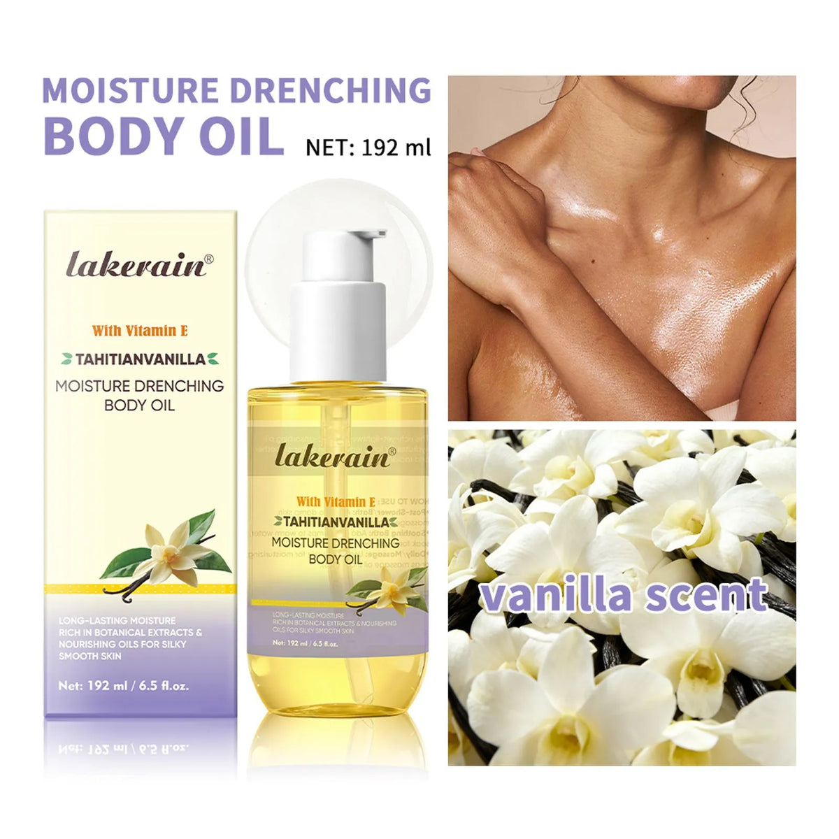 Vanilla Body Oil 192ml moisturizing nourishing soft skin oil for universal skin type body lotion