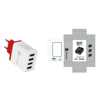 Powerful 4-Port USB Wall Charger with Quick Charge 3.0 for Phones and Tablets