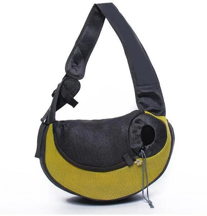 Mesh pet carrier sling bag for small dogs and cats in various colours with single shoulder strap