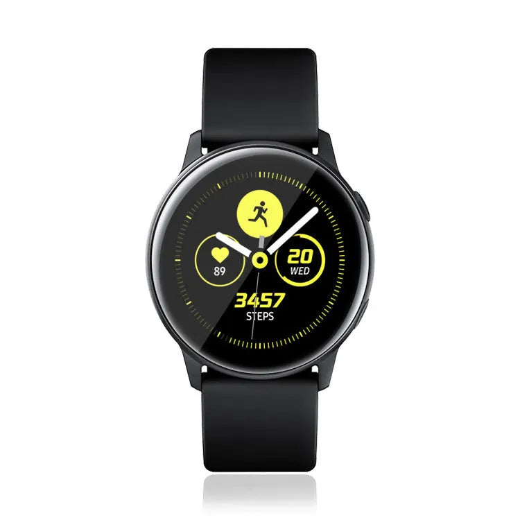 Galaxy Watch Active tempered glass screen protector film showing transparent high-definition finish