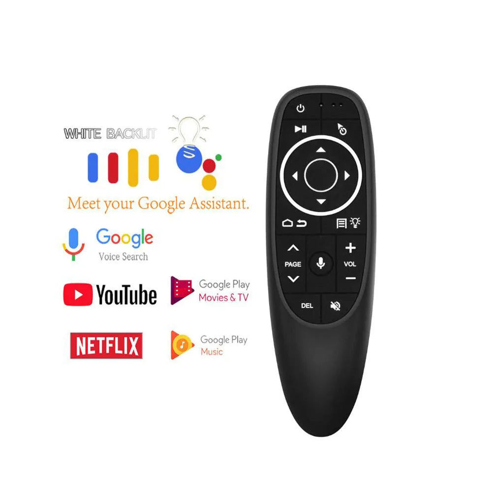 G10 G10S intelligent voice remote control with plastic shell, silicone buttons, and 164mm length