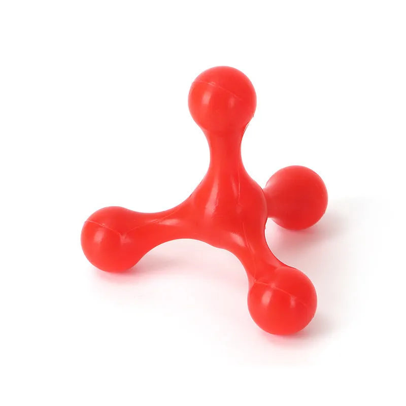 Blue three-legged silicone chew toy for small and medium dogs measuring 9.5cm with beef flavour