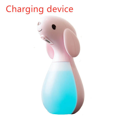 Automatic soap dispenser with cartoon design, featuring a compact size, hands-free operation, and innovative froth technology for efficient and hygienic hand washing
